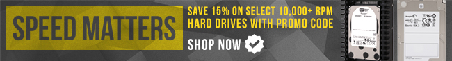 speed matters. save 15 percent on select 10,000 plus rpm hard drives with promo code. shop now.