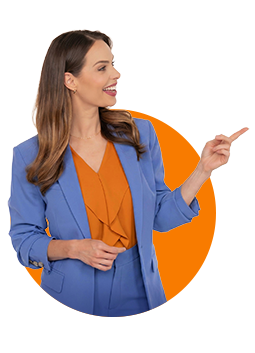 Business Jill pointing